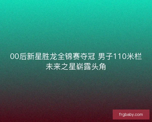 00后新星胜龙全锦赛夺冠 男子110米栏未来之星崭露头角